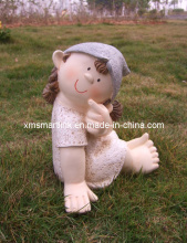 Polyresin Sculpture Garden Girl Doll Statue