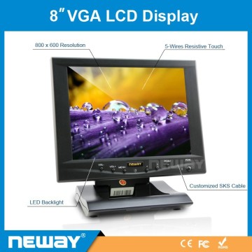 8 inch high resolution lcd touch screen gaming monitor with vag input