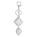 Rhombus Water Drop Gemstone Colgante Llaveros Llavero de lágrima de cuarzo natural