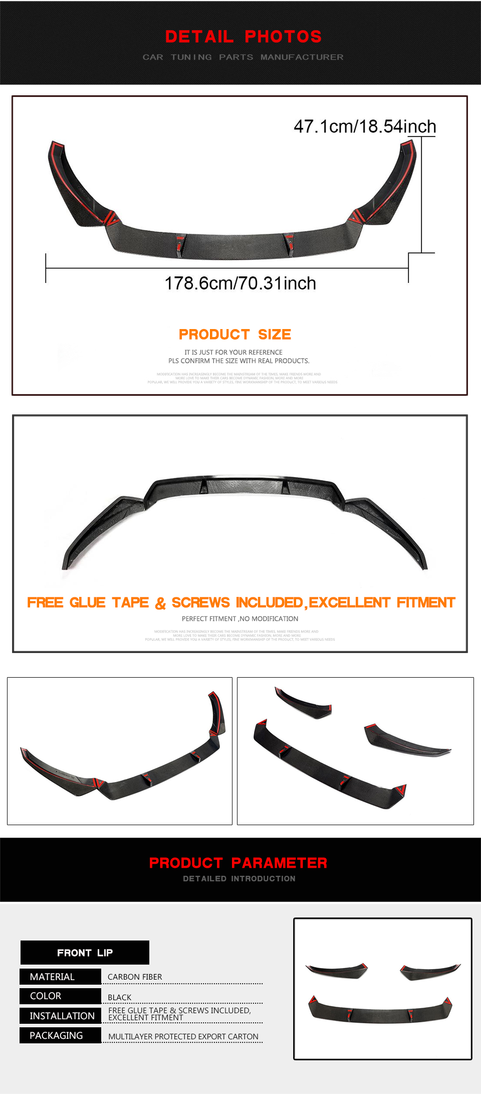 Carbon Fiber CC Front Lip for Volkswagen Arteon Hatchback 4-Door 2019-2020