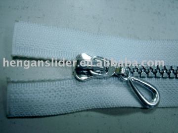 plastic zipper silver