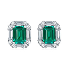 New Arrival: Lab-Grown Diamond and Colombian Emerald Stone Stud Earrings in 925 Sterling Silver