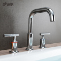 Deck Mounted Faucet 3 hole dual handle chrome brass faucet Manufactory