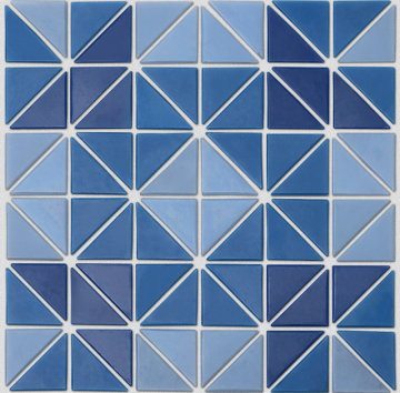 Triangular glass mosaic for swimming pool floor