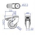 All Plastic Medical wheel Bolt hole caster with brake Casters