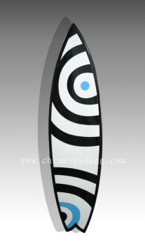Black hypnotic design fiberglass retro surfboard