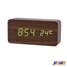 Walnut Color Table Led Alarm Clock