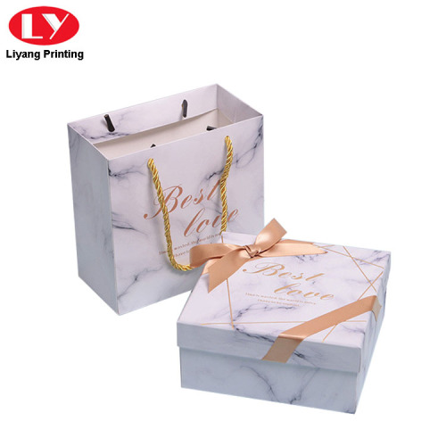 Marmor Design Paper Geschenkbox mit Bandbogen