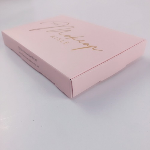 Caixa de cosméticos de beleza de beleza Flatpack de papel rosa