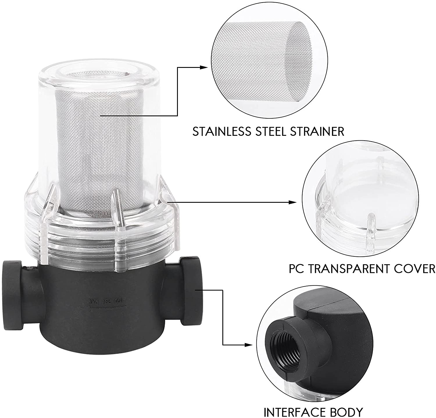 Filtri dell'acqua Filmer per la tubatura per esterni per esterni con schermata in acciaio inossidabile da 100 mesh