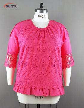 Ladie's woven cotton raglan sleeve shirt