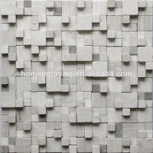 Perlino bianco and grey wood mixed stone mosaic