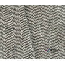 Black White Herringbone Wool Alpaca Viscose Blend Fabric