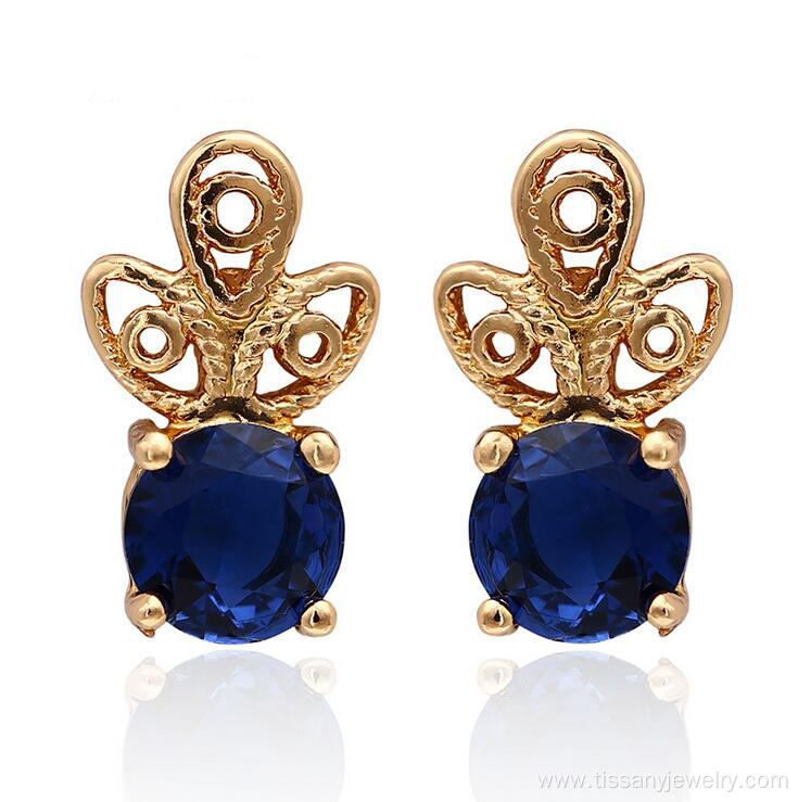 Red Crystal Gold Earrings For Women ​