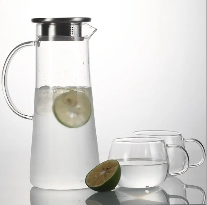 High Borosilicate Glass Cold Juice Kettle with Ss Materials Cap