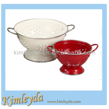 Enamel Colander with Stainless Steel Rim and Handles