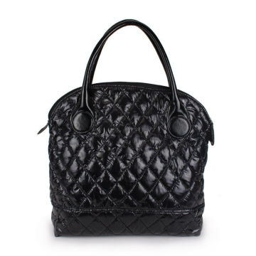 Black Quilted Crossbody Leather Handbags Square With Two Straps