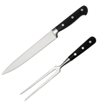Professional Forged Knife Set with BBQ Slicing Knife and Meat Fork, ABS Handle