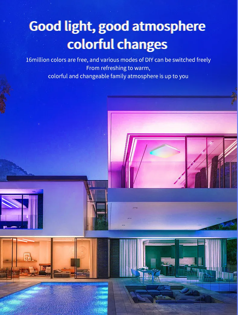 Smart RGBW Dimmable Ceiling Light with Remote Control Features