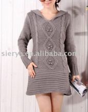 ladies long v neck wool pullover sweater