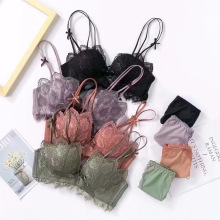 Lace Underwear Bra Set: Women's Sexy Brief Bra Unlined Wire-Free Lift and Support