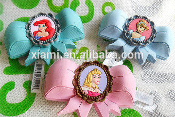princess style colorful beautiful bowknot mode embossed 3D soft pvc jibbitzs