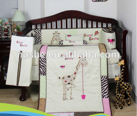 Embroidered baby crib bedding sets - with applique