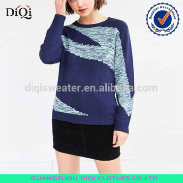 2017 fashion soft and cozy zigzag space dye pattern pullover sweater