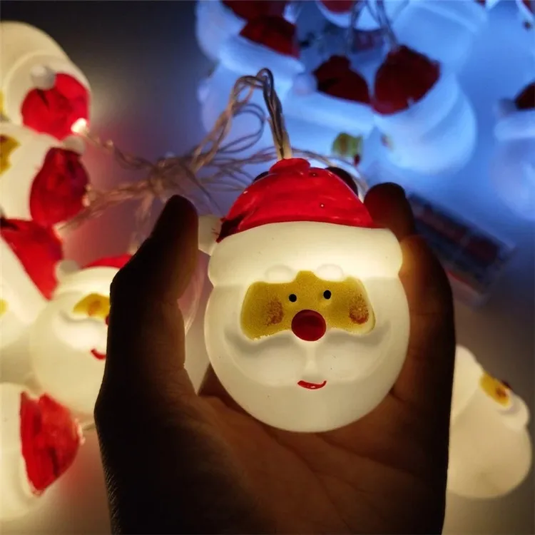 Colorful Festive LED String Lights Featuring Santa Claus & Snowman