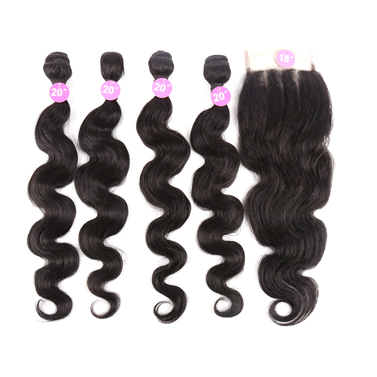 Premium Fiber Mixed 18 Inch 4x4 Lace Closure 20 Inch Braiding Hair Weave Body Wave