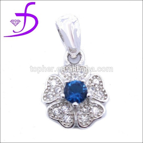 925 silver gemstone inlay flower pendant for girls