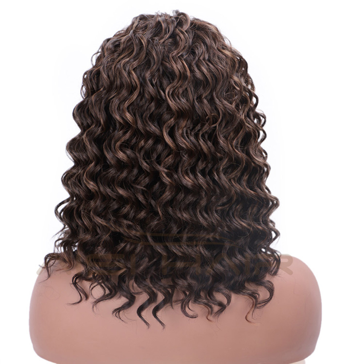 Aisi Hair Afro Curly High Temperature Fiber Synthetic Wigs with Headband Mixed Brown Color Short Curly Wigs for Black Women