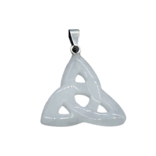 Great Price: Irish Celtic Knot White Agate Triangle Pendant with Raw Agate Stone