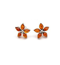 Flower silver plated luxury stud earring with diamond