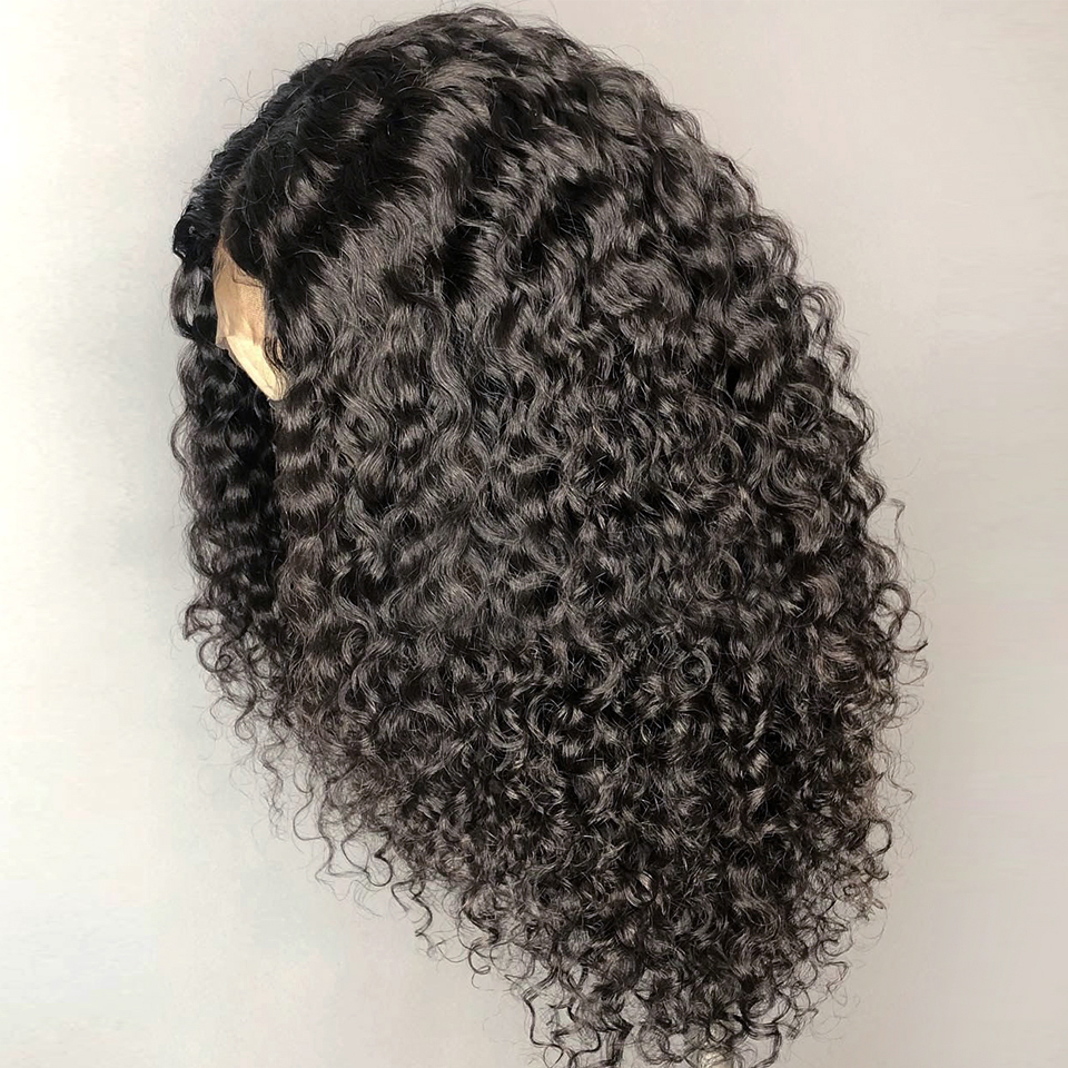Deep wave kinky curly lace frontal wig brazilian hair virgin human hair wigs for black women