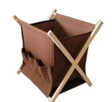 Foldable Wood and Fabric Magazine Shelf Organizer