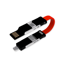 Keychain Short 4 in 1 Magnetic Keychain USB Charger Cable for Android Micro USB, iPhone and USB-C