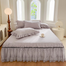 Wholesale Spring & Summer Lace Design Bed Skirts, Sets, Queen Solid Color Bed Sheets - Fresh Collections