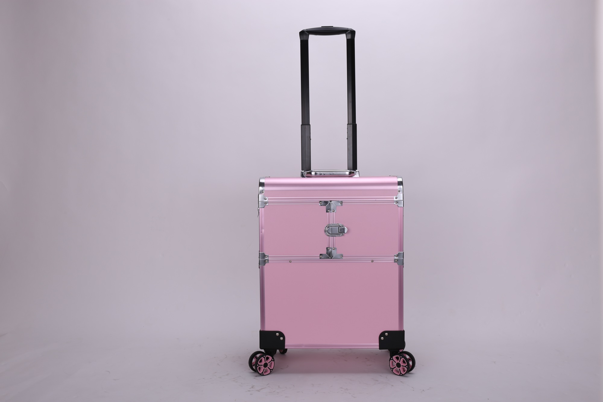 New Makeup Artist Aluminum Cosmetic Case Desktop With Wheel Rolling Nails Makeup Toolbox Trolley Beauty Case