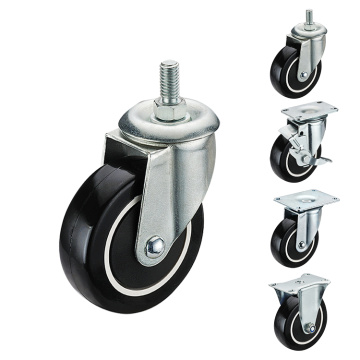 Pu Cleaning Carts Threaded Stem Caster Wheels