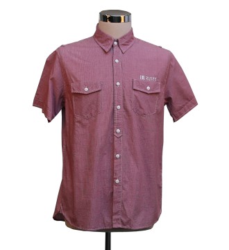 Button Closure Shirt Short Sleeves With 2 Pockets