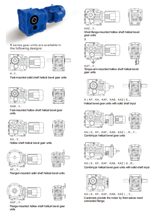 K helical bevel right angle gear motor