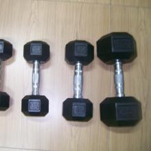 Black Rubber Dumbbells With Chromed Handle