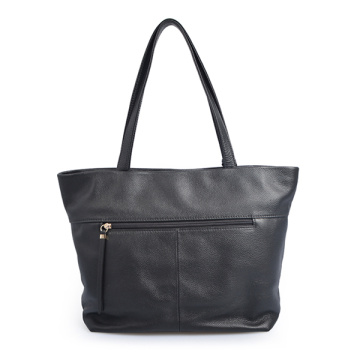 Handmade Soft Shoulder Tote Black Genuine Leather Shopper