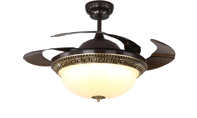 Brown Classic Retractable Ceiling Fan with LED Light