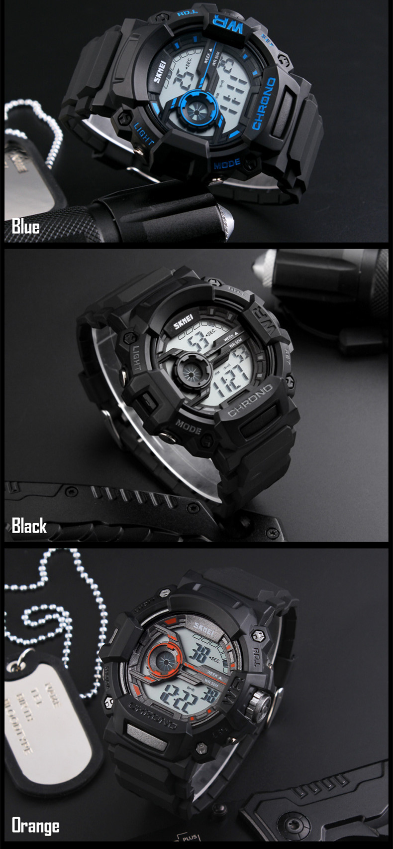 camouflage Plastic Skmei 1233 men's military watches