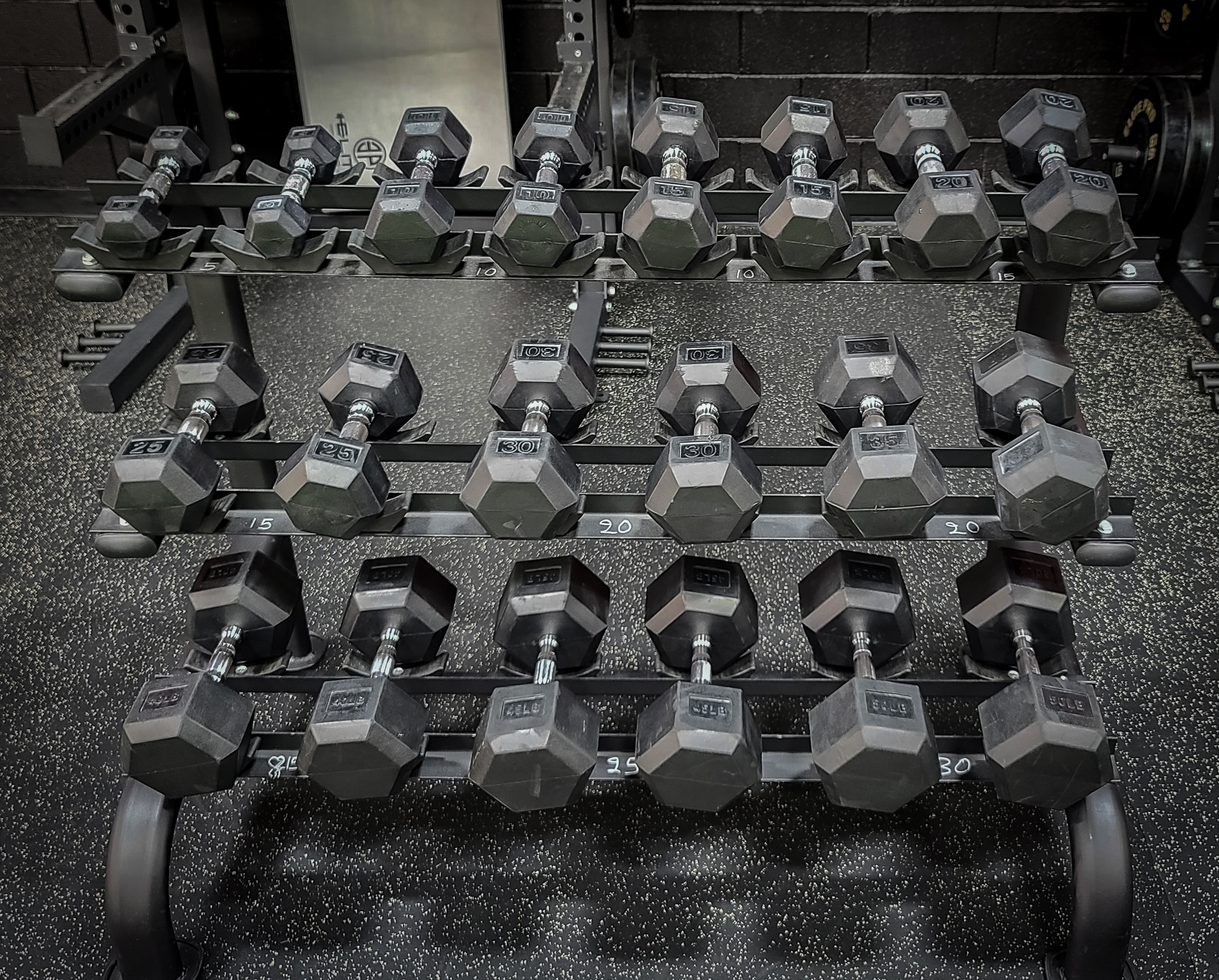 RUBBER COATED HEX DUMBBELLS