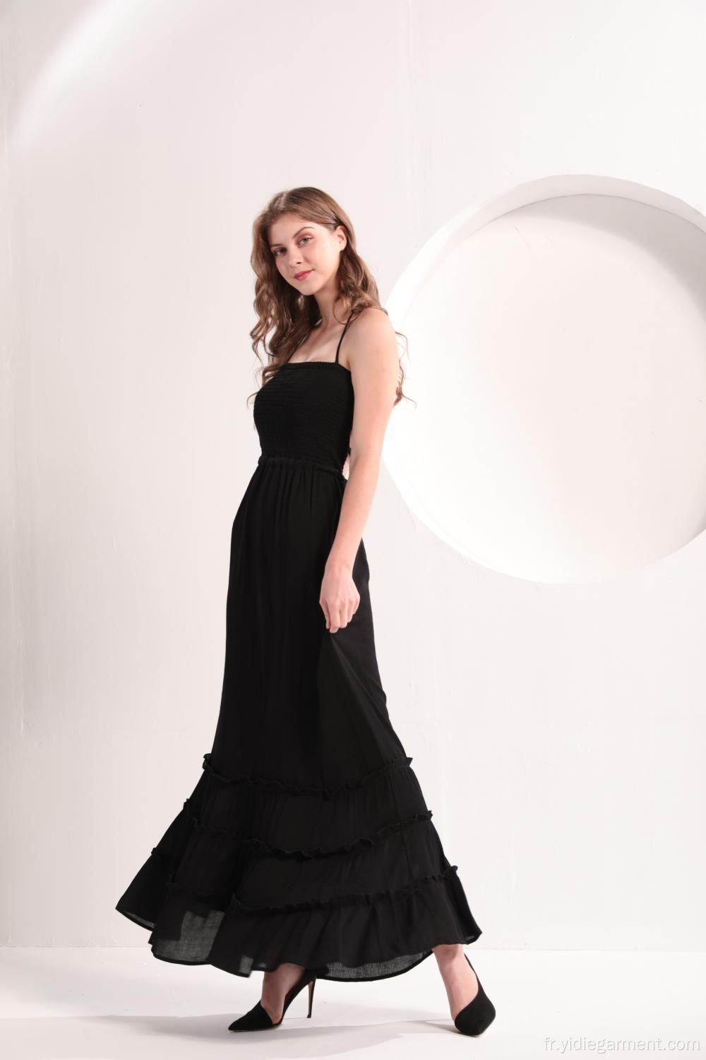 Robe longue décontractée noire pour femmes