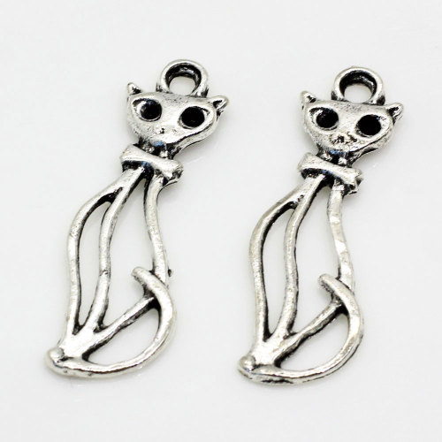 To Hole Alloy Metal Kitten Cat Charms Pendant For DIY Bracelet Necklace Jewelry Making