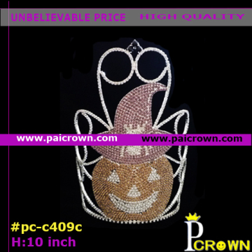 Yellow Mr Evil pumpkin/Evil smile Pageant Tiara Crown